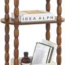 MaxSmeo Small Narrow Side Table, 3-Tier Narrow End Table with Storage, Skinny Side Table Nightstand for Small Space, Bedrooms, Living Room (Rustic Brown)