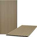Wood Slat Wall Panels, 2 Pack Acoustic Panels 46.46" 23.82", 3D Fluted Sound Absorbing Wall Panel for Home & Office Decor, Noise Reducing Interior Wall Treatment (Ash)