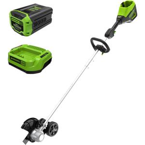 Greenworks 60V 8" Brushless Cordless Edger with 2.0Ah Battery & Charger Tool-Free Depth Adjustment, Lightweight Lawn Edging Tool