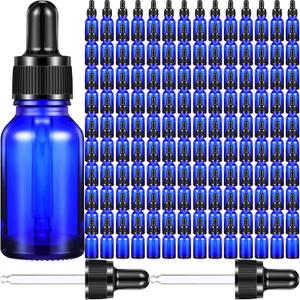 Tanlade 200 Pack 15ml Dark Dropper Bottles 1/2 oz Glass Dropper Bottles Brown Tincture with Eye for Essential Oils Liquids Perfumes Lab Chemicals and Travel(Blue)