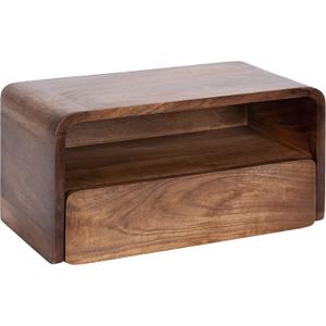 Kate and Laurel Kato Modern Wood Floating Side Table with Drawer; 18 x 10 x 9; Walnut Brown; Contemporary Wooden Floating Nightstand for Bedroom Bedside Table