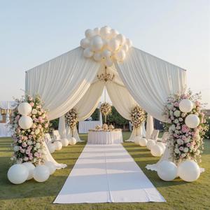 10 Panels 5ft(W) x 20ft(H) Ivory Ceiling Drapes for Wedding Parties 20 FT Extra Long Thick Polyester Wrinkle-Free Drapery Tent Decor Decorations for Birthday Party Ceremony Stage Swag, 60"W x 240"L