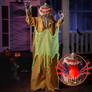 JOYIN 67" Halloween Animated Pumpkin Decorations Outdoor with Pop Up Head, Sound Activated Standing Ghost with Sound and Light, Scary Haunted House Props Decor for Graveyard Garden Party Yard Lawn