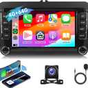 [4G+64G] Android Car Radio for VW Jetta Passat Golf Beetle Polo Caddy Tiguan Touran for SEAT Altea for Skoda with Wireless CarPlay Android Auto, 7 Inch Touch Screen Car Stereo with Bluetooth/GPS/WiFi