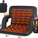HOPERAN Heated Stadium Seats for Bleachers with Back Support and Wide Cushion, Extra Portable Bleacher Seat Foldable Stadium Chair, USB 3 Levels of Heat, 5 Pockets for Outdoor Camping Games Sports (21", 1pc Black)