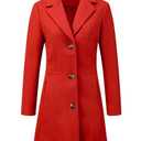 Allegra K Women's Winter Pea Coat 2026 Fall Single Breasted Long Outerwear Trench Coats Medium Red, M