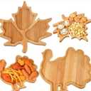 2 Pcs Turkey Shaped Bamboo Serving Tray , 11.8 x 7.9 in, 11.8 x 11.8 in