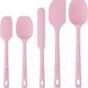 5 Pieces Silicone Spatula Set, Food Grade Rubber Spatula, Upgrade Strong Handle with Ergonomic Grip, Heat Resistant Up to 600F for Nonstick Cookware, Cooking Candy Series (Pink)