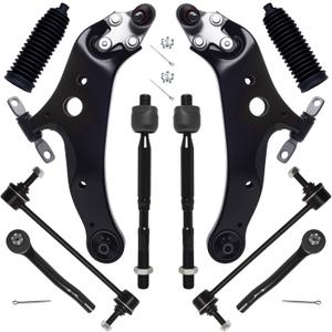 AUQDD 10Pc Front End Kit Fit For 08-19 To-yota Highlander Venza, 10-15 Le-xus RX350 RX450h, 2 Lower Control Arm w/Ball Joint 2 Sway Bar Link 4 Outer Inner Tie Rod End (K622944 K622945 K90344 ES800534)