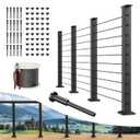 Muzata 4Pack Black Cable Railing Post 42 Inch 42"x2"x2" Level Drilled Surface Mount T304 Stainless Steel Cable Railing System Kit Indoor Outdoor with Paper User Guide PS01 BH4L