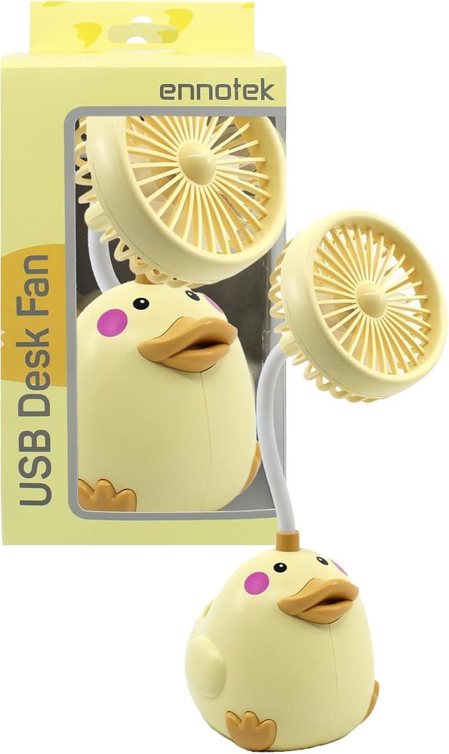 6 x Cute Yellow Duck Desk Fan with Pen Holder Animal Fan, Duck Decor for Office, Funny Accessories, Small USB Fan, Unique Teacher Gift, Coworker Gift, Novelty Decor