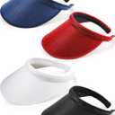 Sun Visor Hats for Women Men Clip on Wide Brim Visor Hats Sports Tennis Golf Cap for Travel Outdoor Activity (Black, White, Navy Blue, Red)