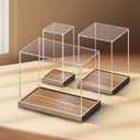 Acrylic Wood Grain Display Case12" L x 8" W x 16" H Thickening 2cm high Base can be Stacked Suitable for Lego Models Display cabinets, Art Collections , Figure Models Transparent Countertop Box
