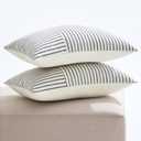 MIULEE Black and Beige Patchwork Farmhouse Pillow Covers 12x20 Inch, Pack of 2 Striped Linen Decorative Modern Accent Pillow Cases for Sofa Couch Bedroom