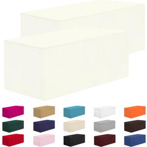 CXPSINC 2 Pack Fitted Table Clothes-96 x 30 Inch Rectangle Tablecloths for 8 Foot Tables, Washable Polyester 8FT Table Cover for Parties, Holiday Dinner, Wedding, Trade Show (8FT | 2 Pack, Beige)