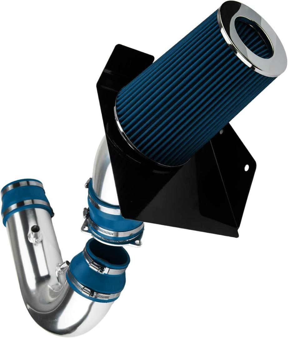 KAX 4 inch Cold Air Intake System Kit + Heat Shield Compatible with 1997-2003 F150 4.6/5.4L, 1997-2003 Expedition 4.6L, 1997-1999 F250 5.4L, Blue