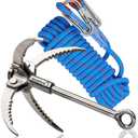 Grappling Hook with 10m Rope  Multifunctional QUADPALM Grapple Hook - 4 Stainless Steel Folding Claws - Heavy Duty - Outdoor Camping Hiking Tree Rock Mountain Climbing Equipment (blue)