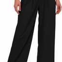 Cicy Bell Womens Wide Leg Dress Pants Elastic High Waist Pleated Work Pants Business Casual Trousers (XX-Large, Black)