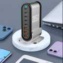 USB C Fast Charger : Fast Charging Station : 285W-8 Port Desktop Multiple Devices Power Adapter for Laptop MacBook Pro/Air, DELL, Tablet iPad Pro/Air, iPhone 16/15/14, Galaxy S23/22