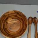 12.2" Large Salad Bowl with Serving Utensils, Acacia Wooden Salad Serving Bowl Set with 2 Wood Hands, Wooden Bowls Decorative, Large Serving Bowls for Fruits, Salad and Pasta (Acacia color)
