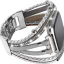 Posh Leather Bands Compatible with Fitbit Versa/Fitbit Versa Lite/Fitbit Versa 2 Bands for Women, Handmade Multilayer Wrap Bracelets Jewelry Strap Wristband for Fitbit Versa Smart Watch