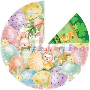 St. Patrick's Day Tree Skirt Easter Tree Skirt 36 Inch Green Clover Easter Eggs Bunny Double Sided Print Mat for Christmas Tree Holiday Party Decorations