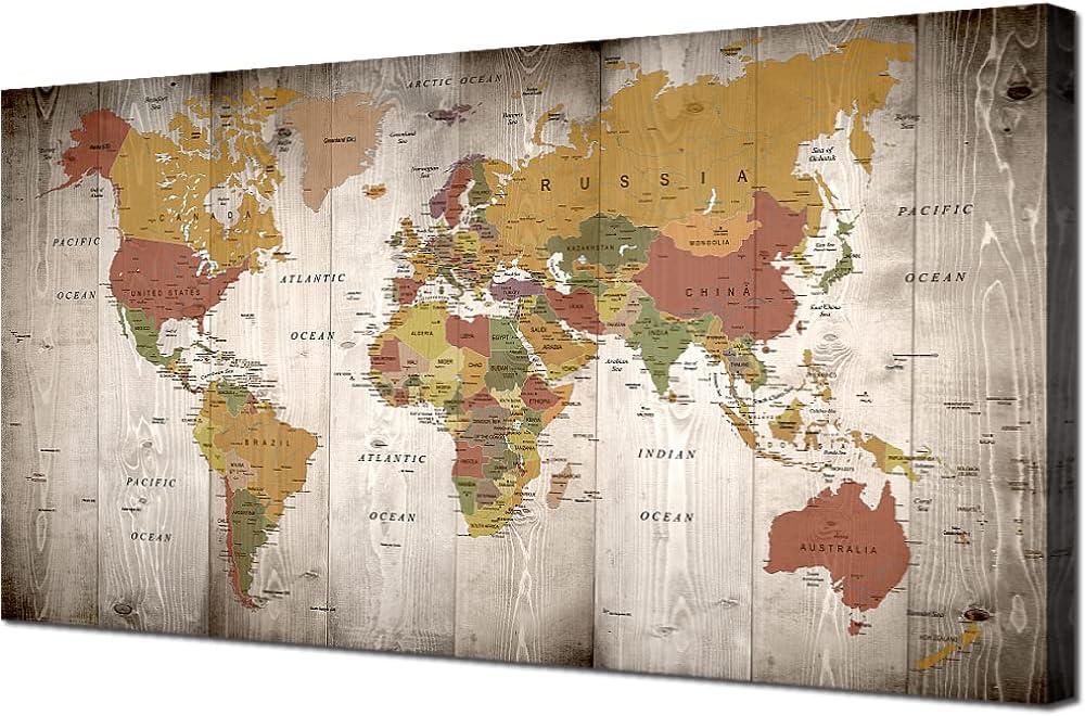 Retro Nautical Wall Decor Framed Canvas Wall Art Rustic Large Canvas Pictures Artwork Prints for Office Home Living Room Bedroom Decoration 24"x 48", 47.3"L x 23.6"W