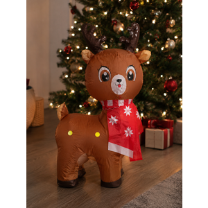 Lightweight Inflatable Deer With Festive Design, Easy To Inflate, Stable When Standing, And Perfect For Indoor Holiday Décor, Ideal Near A Christmas Tree