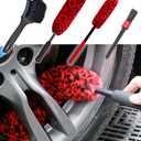 oesee Professional 3 Pack Long Handle Wheel Brush Kit for Cleaning Wheel and Tire- 2X Soft Wheel Cleaning Brush, Detailing Brush and Stiff Tire Brush, Bendable& Durable Wheel Rim Cleaner Brush Set