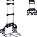 Folding Hand Truck Dolly Aluminum Foldable Hand Trolley Luggage Cart Max 175lbs Capacity Dolly Cart, with Telescoping Handle and Rubber Wheels, Double Bearings