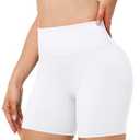 Runhit Spandex Shorts Women Biker Workout Gym Yoga Athletic Running Volleyball Booty Tummy Control High Waisted Soft Compression No See Through 5" L White L