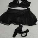 Lilosy Sexy Fishnet Stocking Chocker Strappy Underwire O Ring Skirt Women Lingerie Set 5 Piece (Medium, Black)