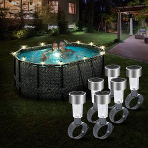 Pool Lights for Above Ground Pools, Pool Accessories for Frame Pool Decoration, Waterproof LED Solar Lights Warm Light at Night Lighting for Swimming Pools-6Pcs (Yellow)