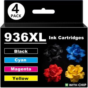 DOUBLE D Compatible 936 936e Replacement for 936 936e Ink Cartridges Work with OfficeJet Pro 9110b, 9125e, 9128e, 9130b, 9135e OfficeJet Pro Wide Format 9730e Printer (BK/C/M/Y, 1 Set)