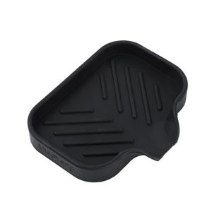 Premium Silicone Soap Dish with Drain Spout - Multifunctional Sink Organizer for Kitchen and Bathroom, Holder for Dish Soap Dispenser, Scrubbers,Sponges - Silicone Sponge Holder (Black)