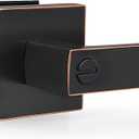 Privacy Door Levers, 1 Pack Oil Rubbed Bronze Door Handles Interior Heavy Duty Bed and Bath Keyless Door Locksets, Reversible for Left Right Handed Doors