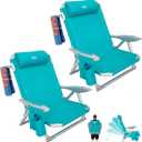 WEJOY Beach Chair for Adults, Reclining Adjustable Position,Lay Flat Lightweight Folding Portable Aluminum Chair with Backpack Straps,Padded headrest, Heavy Duty 400 lbs Lawn Chair for Beach, 2 Pack