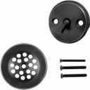 Trip Lever Bathtub Drain Kit with Strainer  2-Hole Overflow Faceplate, Matching Screws  Tub Drain Trim Replacement Set for Bathroom Bathtubs (Matte Black)