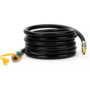 Stanbroil 12-feet Low Pressure Propane Quick-Connect Hose, Quick Disconnect Propane Hose Extension - 1/4 Safety Shutoff Valve & Male Full Flow Plug for RVs