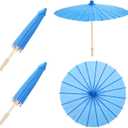MECCANIXITY 2 Pcs Paper Umbrellas ,24" Paper Parasol Umbrella DIY Oiled Paper Painting Umbrellas for Photography Props Craft Party Wedding Decoration,Blue