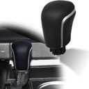 Gear Shift Knob Compatible with Toyota Camry 2018-2024 Corolla 2018-2023 Avalon 2019-2023 CHR 2022-2023 Shifter Knob Handle Black Leather Silver