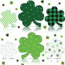 Wenqik 6 Pcs St. Patrick's Day Wooden Signs Irish Clover Shamrock Wooden Table Centerpiece Ornaments Decoration Green Farmhouse Wood St Patricks Day Tiered Tray Decor for Holiday Fireplace Home