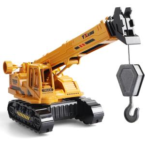 Metal ABS Crane Toy, Diecast Construction Vehicle with Movable Boom and Hook, Construction Toy Truck for Kids Boys Age 3+ Christmas Birthday Gift