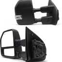 TOEMIRR Towing Mirrors fit for Ford F250 F350 F450 F550 Super Duty 2017 2018 2019 2020 Heated Power Temperature Sensor Turn Signal Auxiliary Light Manual Telescopic Black Tow Mirrors Rearview Mirrors