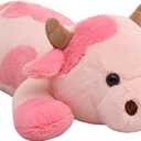 YESGIRL 25.6 inch 5 lbs Cow Weighted Stuffed Animals, Large Weighted Plush Animal, Cute Plush Toy Pillow, Soft Kawaii Plushie Gifts for Adults, Kids, Boys and Girls(Pink)