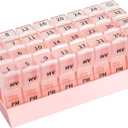 Monthly Pill Organizer 2 Times a Day, one Month Pill Box AM PM, 30 Day Pill Case Small Compartments to Hold Vitamin and Travel Medicine Organizer, 31 Day Pill Organizer, 4 Week Pill CasesPink