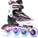 Adjustable Inline Skates Boys and Girls Ages 5-8 8-12 with Light up WheelsRoller Skates for Kids, Teen Skates for Beginner Outdoor and Indoor, Small-Little Kids(11j-13j US）