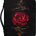 Talayituse Red Rose Floral Pattern Faux Leather Bible Cover for Men Boys Women Girls Christian Bible Case with Handle Carrying Book Case Protector Bible Tote Handbag Gifts, M