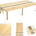 Folding Picnic Table with Table Runner, Portable Boho Low Picnic Table for Indoor Outdoor, 60" x 30" Wooden Table with Adjustable Heights for Camping, Wedding, Beach, Garden, Party(Large Size for 6)