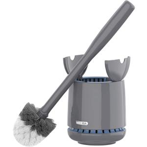 MR.SIGA Toilet Bowl Brush and Holder, Premium Quality, with Solid Handle and Durable Bristles for Bathroom Cleaning, Gray, 1 Pack